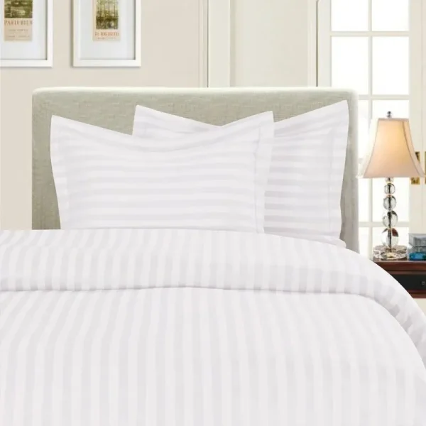 Khyati 1500 Thread Count 3-Piece Damask Stripe Duvet Cover Set Ebern Designs Color: White, Size: Queen Duvet Cover + 2 Standard Shams