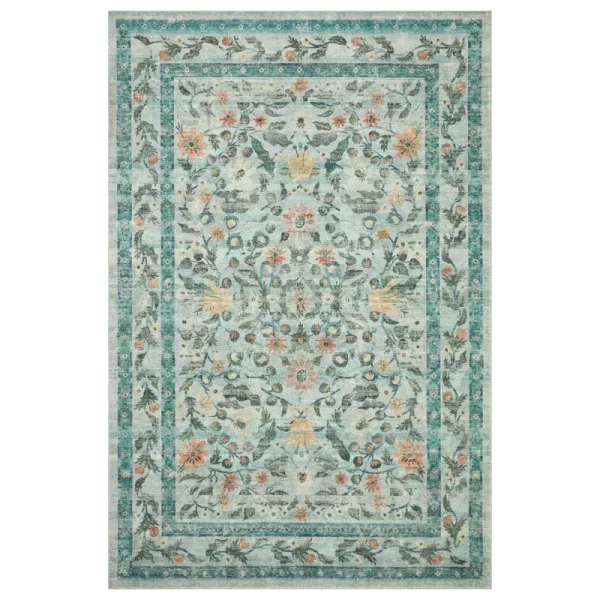 Rifle Paper Co. x Loloi 5'0" x 7'6" Eve Sage Courtyard Feat. CloudPile COU-03 Area Rug