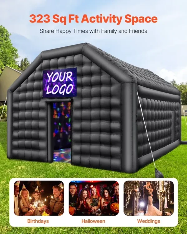 Giant Blow up Party Tent - 19.7FT Inflatable Nightclub with LED Lights, Waterproof & Durable for Outdoor Use