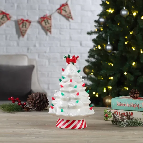 Mr. Christmas 12 inch Nostalgic Ceramic Lit Candy Cane Tree - Red, White