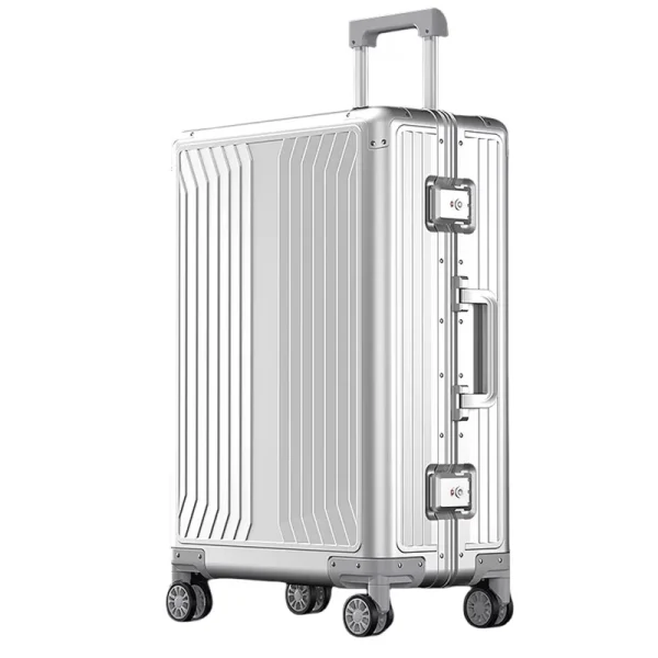 All Aluminum Magnesium Hardshell Carry on Luggage with Wheels, Modern Zipperless Hardshell Checked Luggage with TSA Lock, Airline Approved Metal Suitcase Travel Metal Rolling Luggage