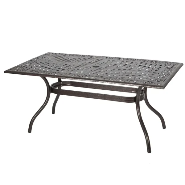 GDF Studio Honolulu Traditional Outdoor Aluminum Rectangular Dining Table, Hammered Bronze