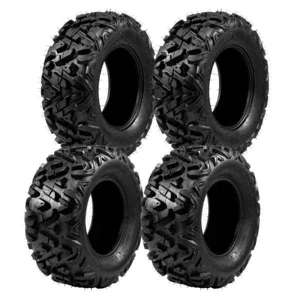 Ktaxon Set of 4 6PR All-Terrain ATV UTV Tires, 25x8 - 12 Front & 25x10 - 12 Rear, Tubeless