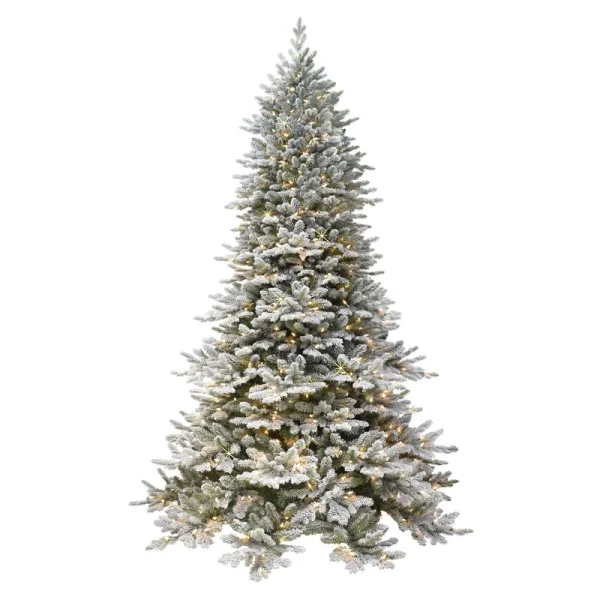Puleo International 7.5' Flocked Royal Majestic Fir Artificial Christmas Tree with 800 Lights, Green