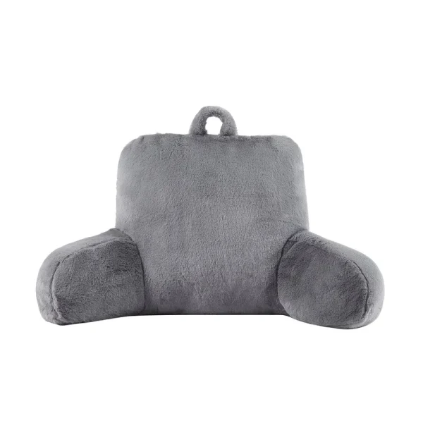Mainstays Faux Fur Plush Backrest Pillow, Grey, Gray