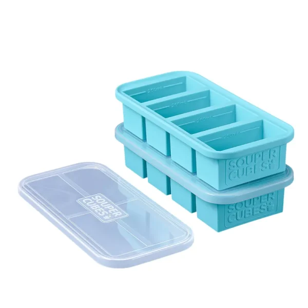 Souper Cubes 1-Cup Extra-Large Silicone Freezing Tray with Lid - 2 Pack - Makes