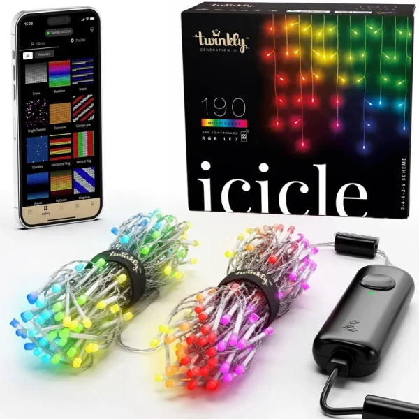 Twinkly Icicle App-Controlled Smart LED Christmas Lights 190 RGB