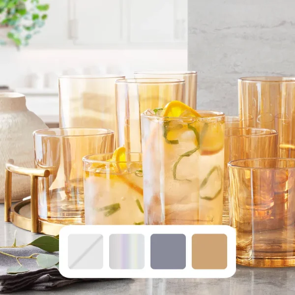 Member's Mark 16 Piece Crystal Drinkware Set (Tan)