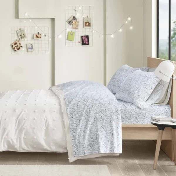Intelligent Design - Cozy Soft Cotton Flannel Printed Sheet Set - Twin XL - Grey Sloths