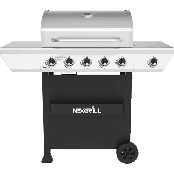 Nexgrill 5-Burner Propane Gas Grill in Stainless Steel with Side Burner and Condiment Rack