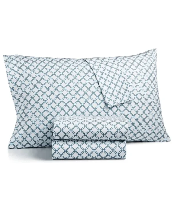 Sanders Printed Microfiber 4-pc. Sheet Set, King, Created for Macy's, Hansen Blue