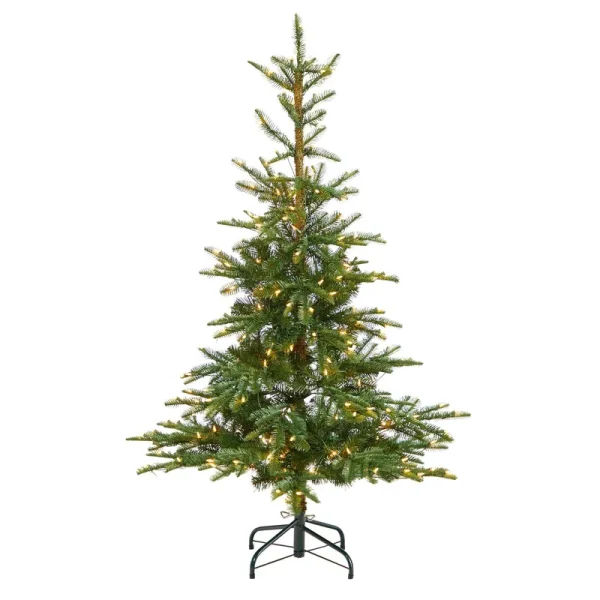 Nearly Natural 5ft Layered Washington Spruce Artificial Christmas Tree with 200 Clear Lights and 385 Bendable Branches