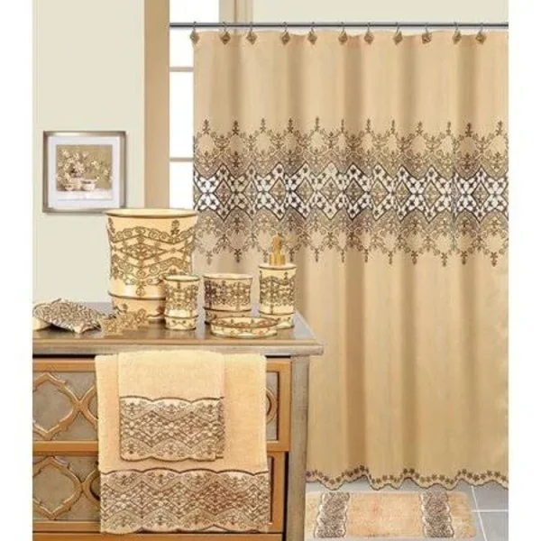 Daniels Bath Decorative Single Shower Curtain Beige