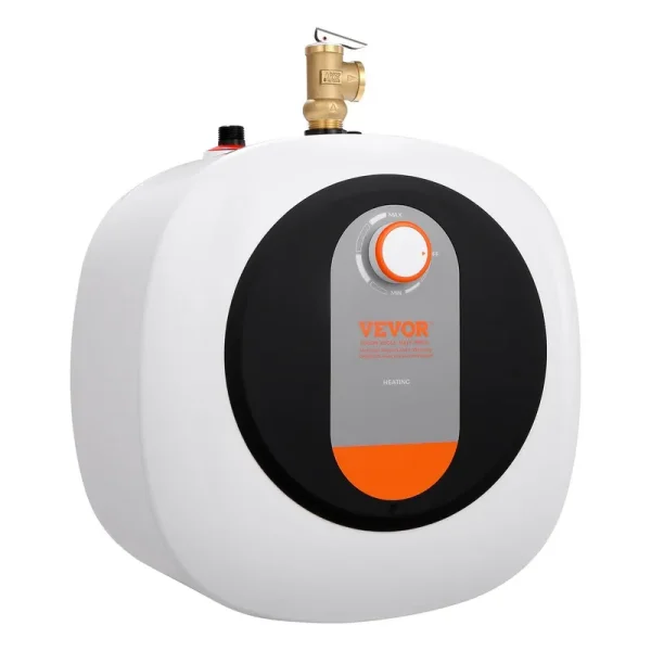 VEVOR Electric Mini-Tank Water Heater, 2.5-Gallon Tank Hot Water Boiler Storage, 1400W Power, Safety Temperature Pressure Valve Easy Install, for