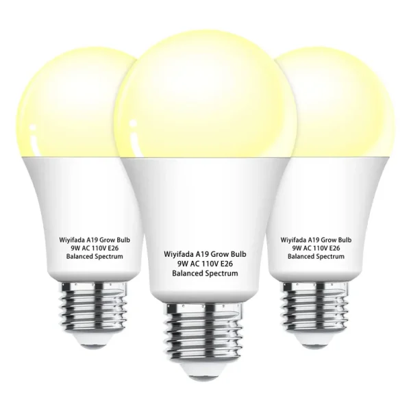 3 Pack A19 Full Spectrum LED Bulb Indoor Grow Light