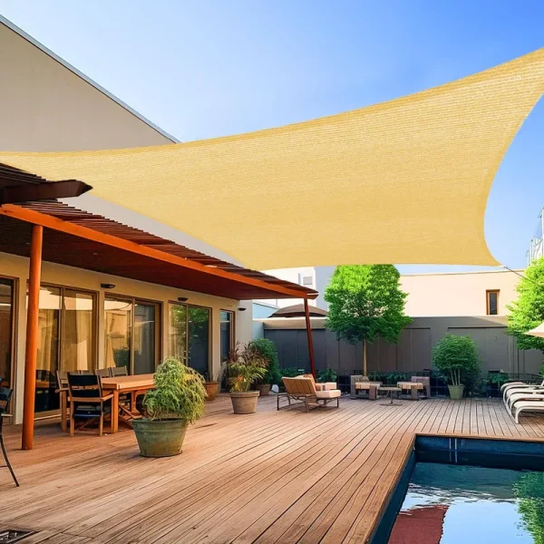 Shade&beyond 8' x 10' Sun Shade Sail Canopy Rectangle Sand Color UV Block for Outdoor Facility and Activities