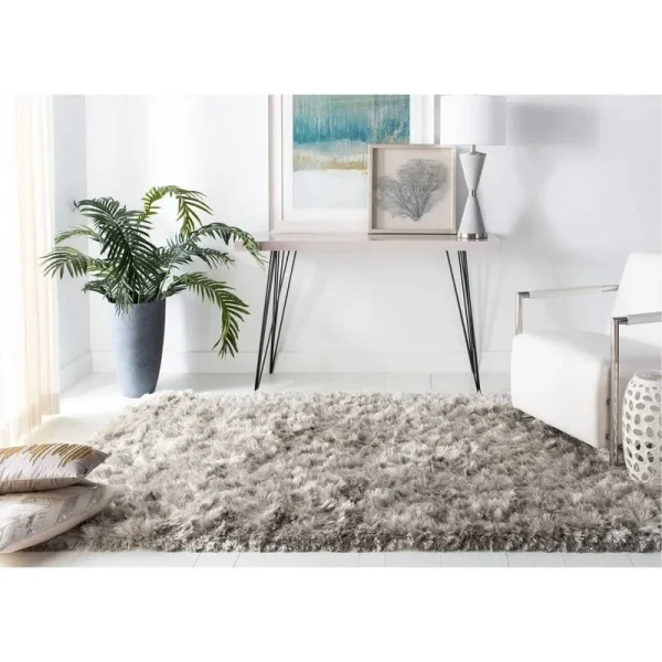 Mercer41 Morrell Shag Hand-Tufted Cotton Light Gray Area Rug
