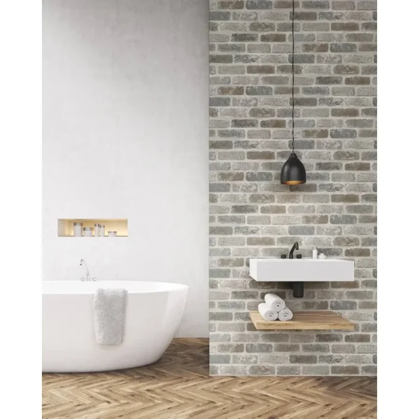 NextWall Faux Washed Brick Peel and Stick Wallpaper