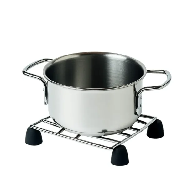 Zaldy Telescopic Trivet - Expandable Stainless Steel Pot Stand for Large Roasting Pans - Heat Resistant Heavy Duty Kitchen Cooling Rack - Modern Silver/Black