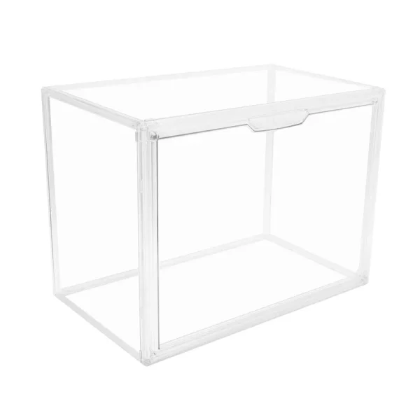 GUDEMAY Clear Stackable Plastic Storage Bins with Magnetic Attraction Lid, Dustproof Book & Cosmetic Display Cases, Large Figures Collectibles