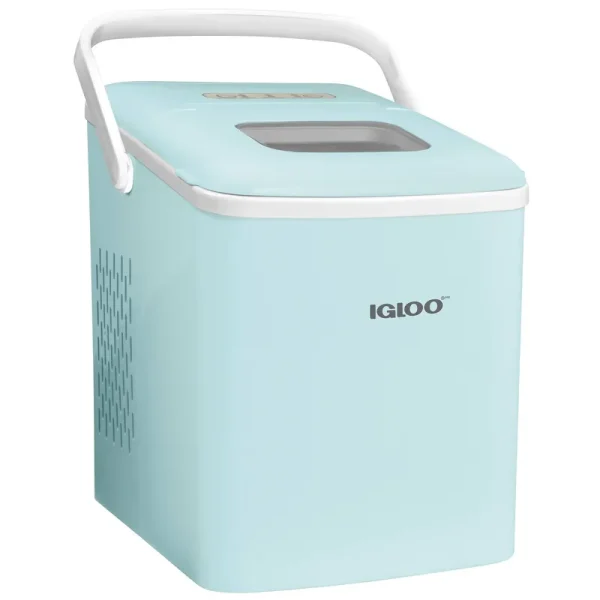 Igloo 26-Pound Automatic Self-Cleaning Portable Countertop Ice Maker Machine with Handle, Aqua