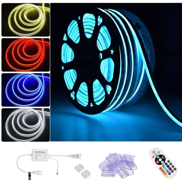 100ft Waterproof LED Neon Rope Light Multi-Color(16) with Remote