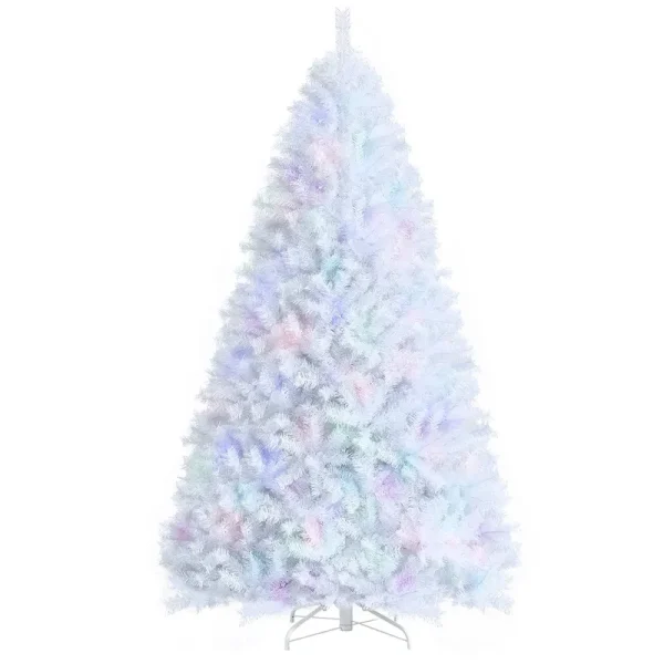 Costway 8ft White Iridescent Tinsel Artificial Christmas Tree with 1636 Branch Tips