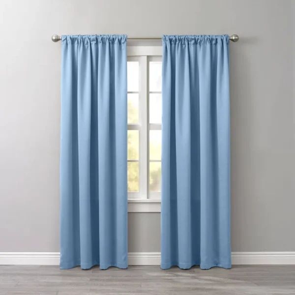 Wide Width BH Studio Room-Darkening Rod-Pocket Panel by BH Studio in Powder Blue (Size 54" W 72" L)