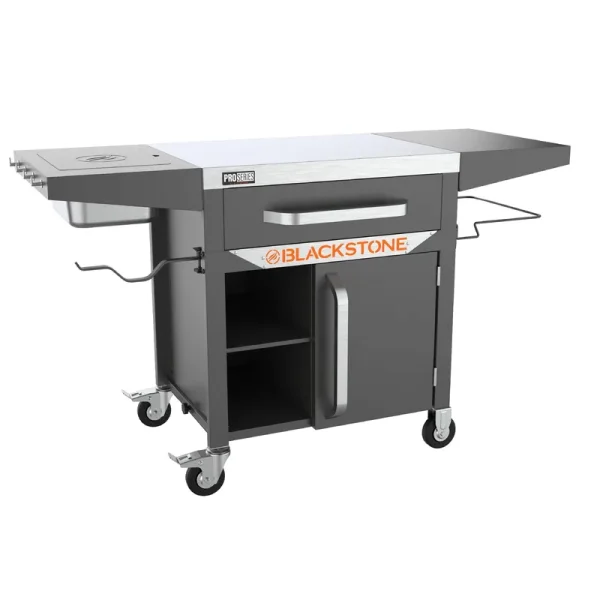 Blackstone ProSeries 28 inch Serve and Store Prep Grill Cart with Cabinet in Black