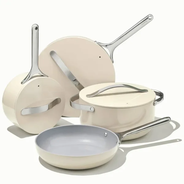 Caraway Non-Stick Ceramic 7 Piece Cookware Set - Cream
