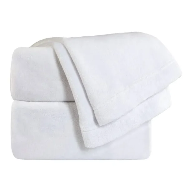 Cozy Fleece Comfort Collection Velvet Plush Sheet Set, Queen, White
