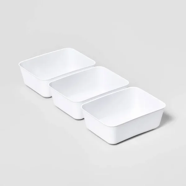 3pk Medium Storage Trays White - Brightroom