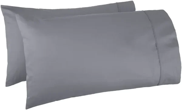 Basics 400 Thread Count Cotton Pillow Cases, King, Set of 2, Dark Gray