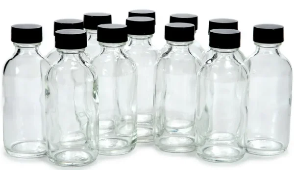 Vivaplex 12 Clear 2 oz Glass Bottles with Lids