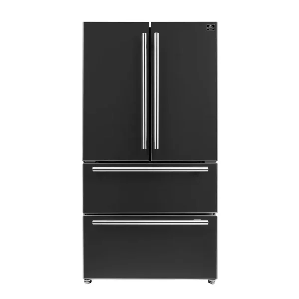 Forno Espresso Moena 36-Inch French Door Refrigerator in Black, 19.2 cu.ft, FFRBI1820-36BLK