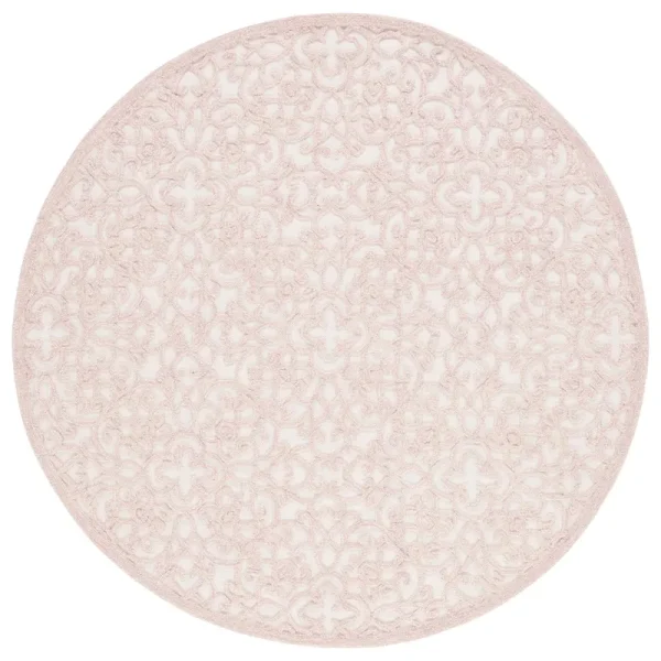 Safavieh MSR3513U Martha Stewart Ivory / Pink, Size: 6' x 6' Round, Beige