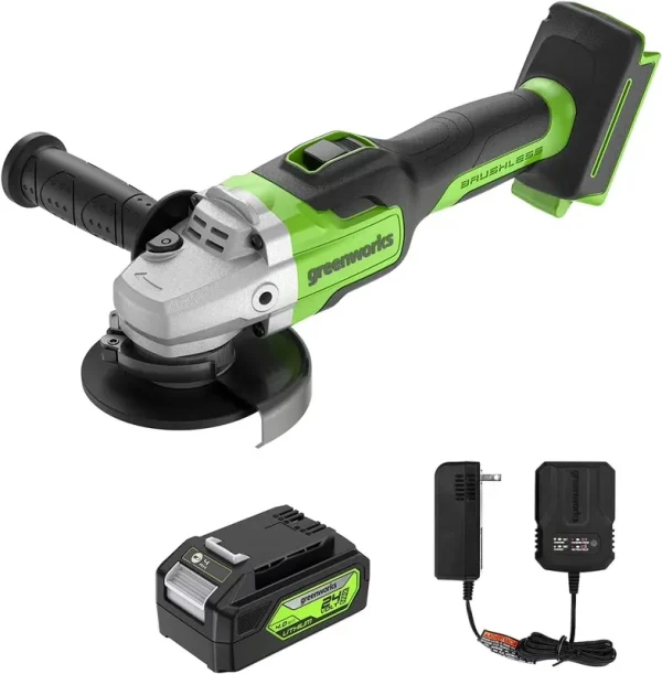 Greenworks 24V 4 - 1/2" Brushless Cordless Angle Grinder with 4ah Battery & 2A Charger 3201302
