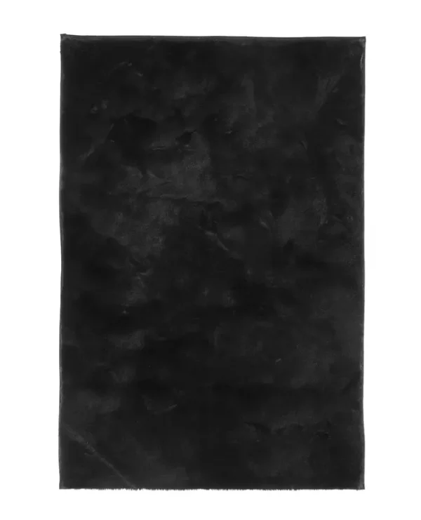 Mainstays Solid Soft Rabbit Faux Fur Area Rug Black,30x46"