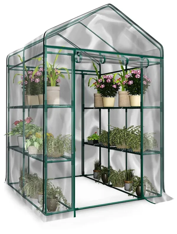 Home-Complete Walk-In Greenhouse-Indoor Outdoor with 8 Shelves, Green