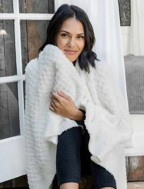 Barefoot Dreams CozyChic Honeycomb Blanket - Pearl