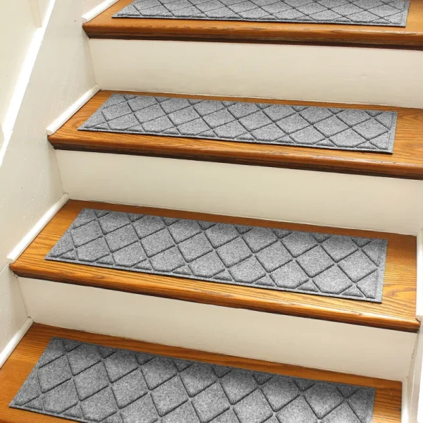 Weather Guard Argyle 8.5" x 30" Stair Treads in Grey (Set of 4)