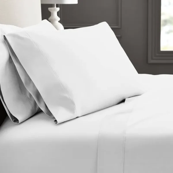 Hotel Style 600 Thread Count 100% Luxury Cotton Sheet Set Queen Arctic White