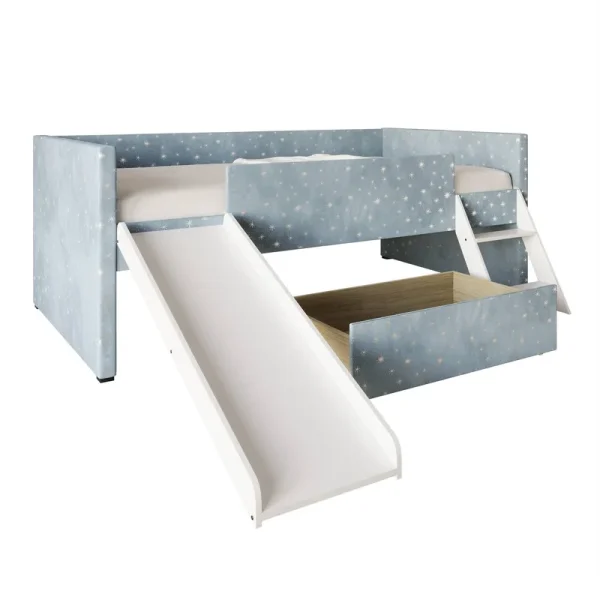 CraftPorch Multifunctional Velvet Upholstered Loft Bed - Light Blue
