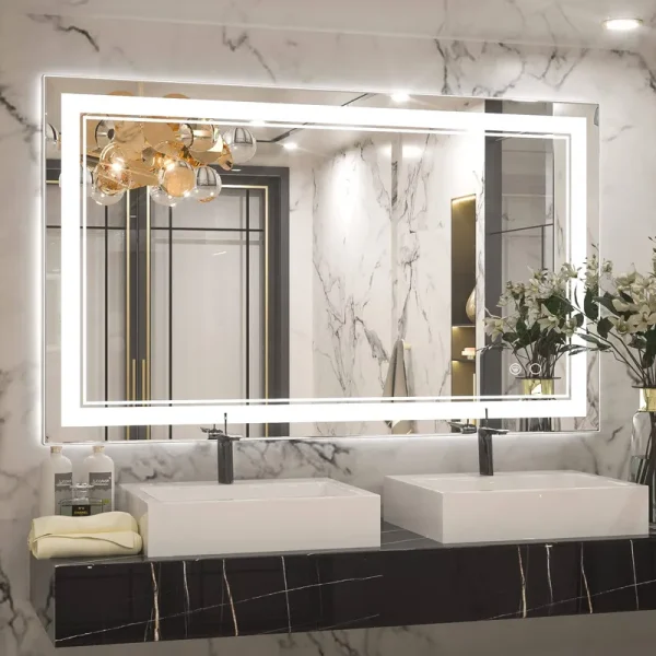 Keonjinn 40 x 24 inch LED Bathroom Mirror Lights Vanity Wall Mounted Anti Fog