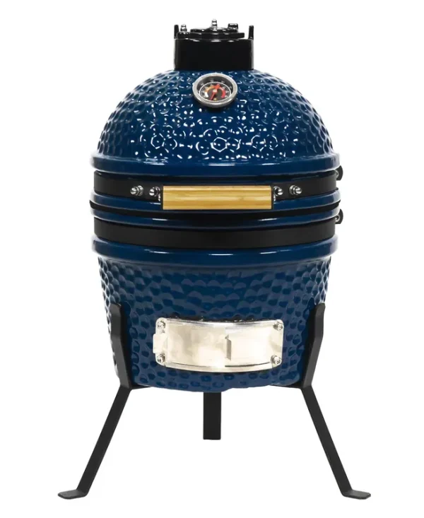VESSILS 9.8-inch W Kamado Charcoal BBQ Grill Stand Style Heavy Duty Ceramic Barbecue Smoker and Roaster with Built-In Thermometer and Stainless Steel