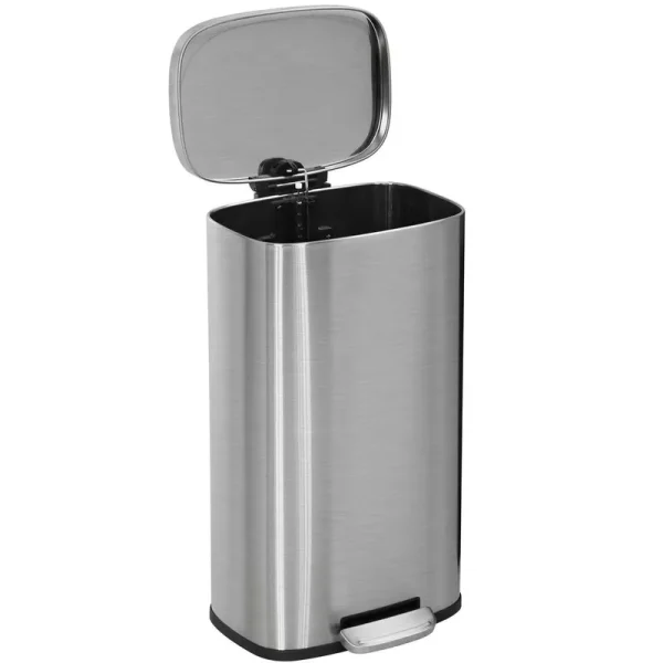 Kitchen Trash Can with Lid Step Trash Bin Fingerprint-Proof for Office Bedroom Bathroom Brushed Stainless Steel Garbage Can 8 Gallon/ 30L