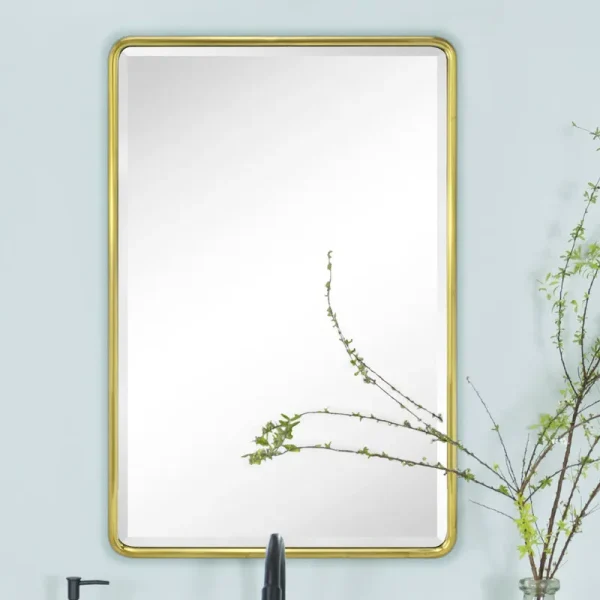 17 Stories 4C7E7216DE99463188A41E92382156B5 Farmhouse Recessed Metal Bathroom Medicine Cabinets with Mirror with Adjustable Tempered Glass Shelves