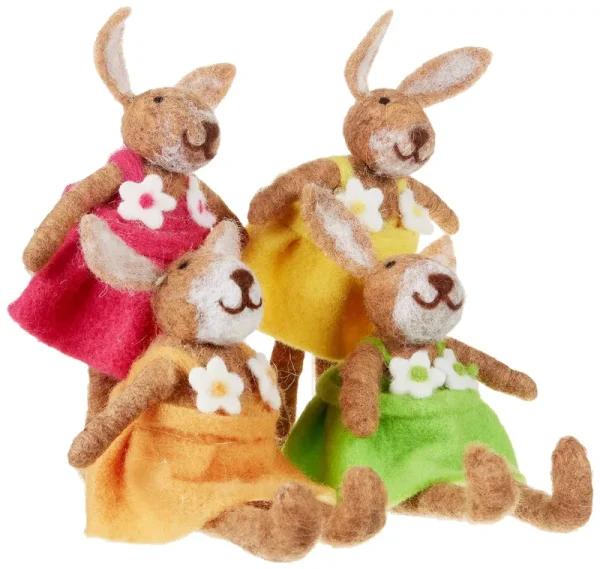 Set of 4 Felt RABBITS-ONE Each Color