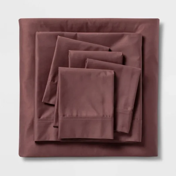 Full 6pc 800 Thread Count Solid Sheet Set Mauve - Threshold Signature