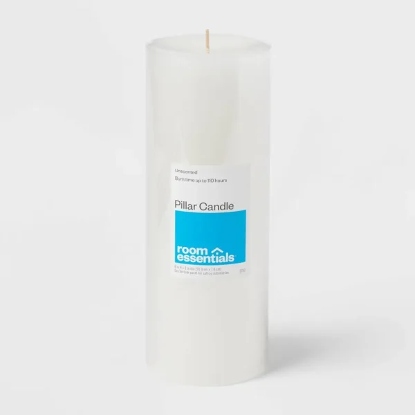3" x 8" Unscented Candle White - Room Essentials
